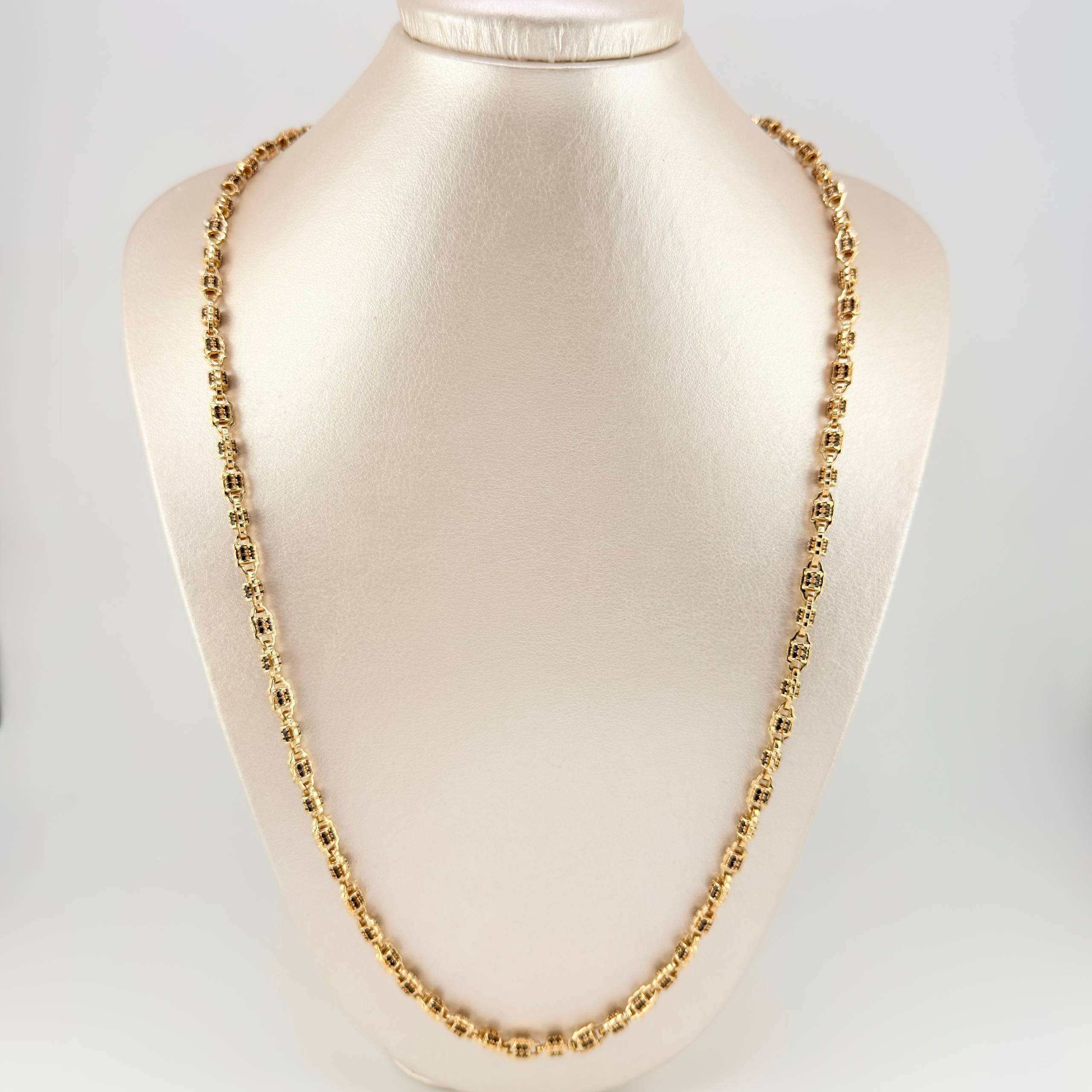 Cadena Rustica Cilindros 53g / 65cm / 5mm Oro Amarillo 18K