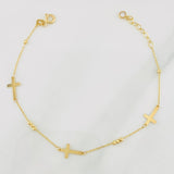 Pulso Modulable Aro Seguido Cruces 1.3g / 17.5cm - 20cm / 0.6mm Oro Amarillo 18K