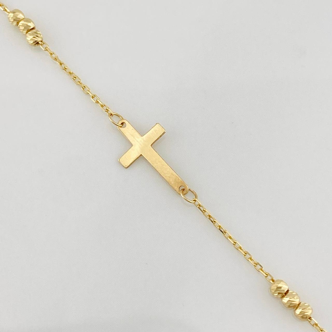 Pulso Modulable Aro Seguido Cruces 1.3g / 17.5cm - 20cm / 0.6mm Oro Amarillo 18K