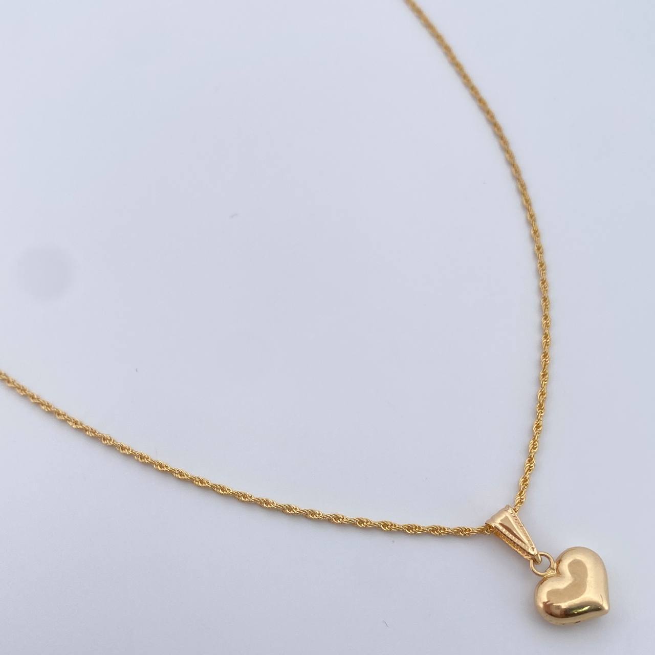 Set Cadena Lazo 0.9gr / 45cm / 1.2mm + Dije Corazon 0.6gr / 1.6cm  Oro Amarillo 18K (Oferta) &