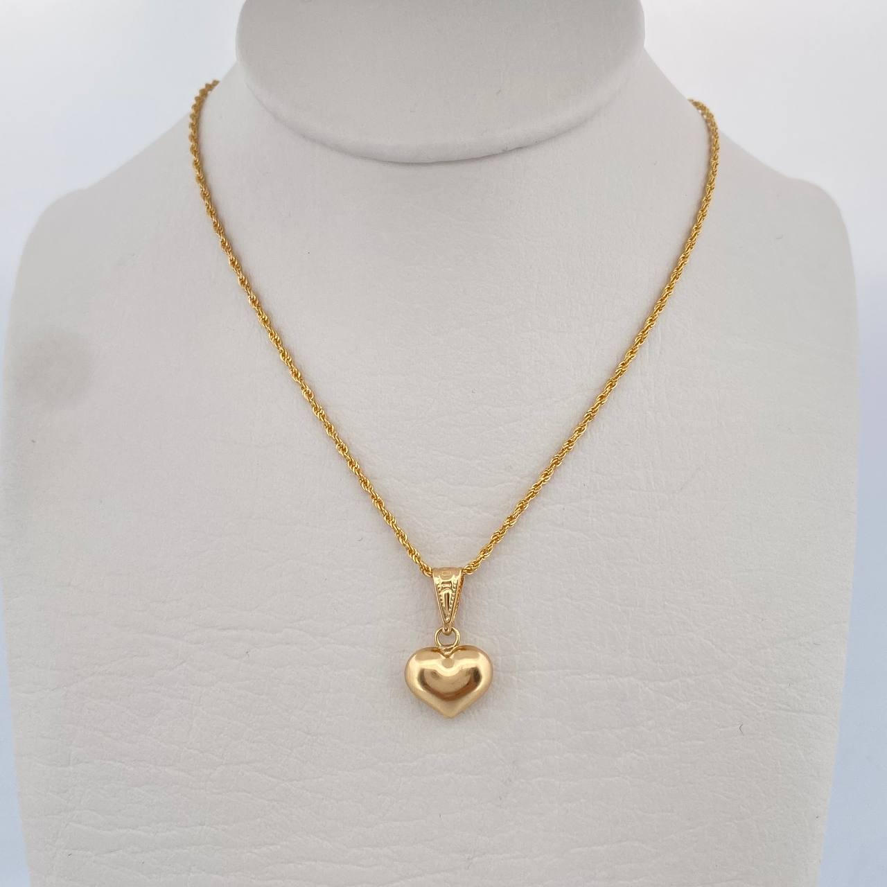 Set Cadena Lazo 0.9gr / 45cm / 1.2mm + Dije Corazon 0.6gr / 1.6cm  Oro Amarillo 18K (Oferta) &