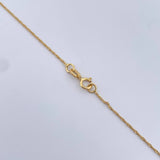 Set Cadena Singapur 1.05gr/ 45cm /0.6mm + Dije Virgen Maria 0.6gr /1.7cm / Circones Blancos Oro Amarillo 18K (Oferta) &