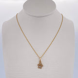 Set Cadena Singapur 1.15gr / 50cm / 0.6mm + Dije Huella 0.45gr / 1.4cm Circones Blancos  Oro Amarillo 18K (Oferta) &