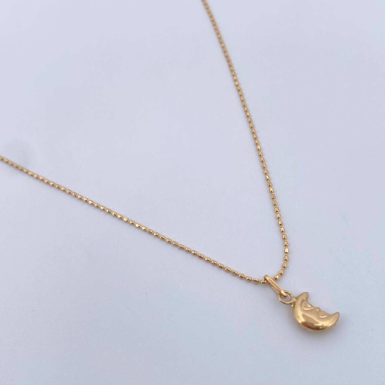 Set Cadena Militar 1.1gr / 45cm / 0.7mm + Dije Luna 0.25 / 1.4cm  Oro Amarillo 18K (Oferta) &