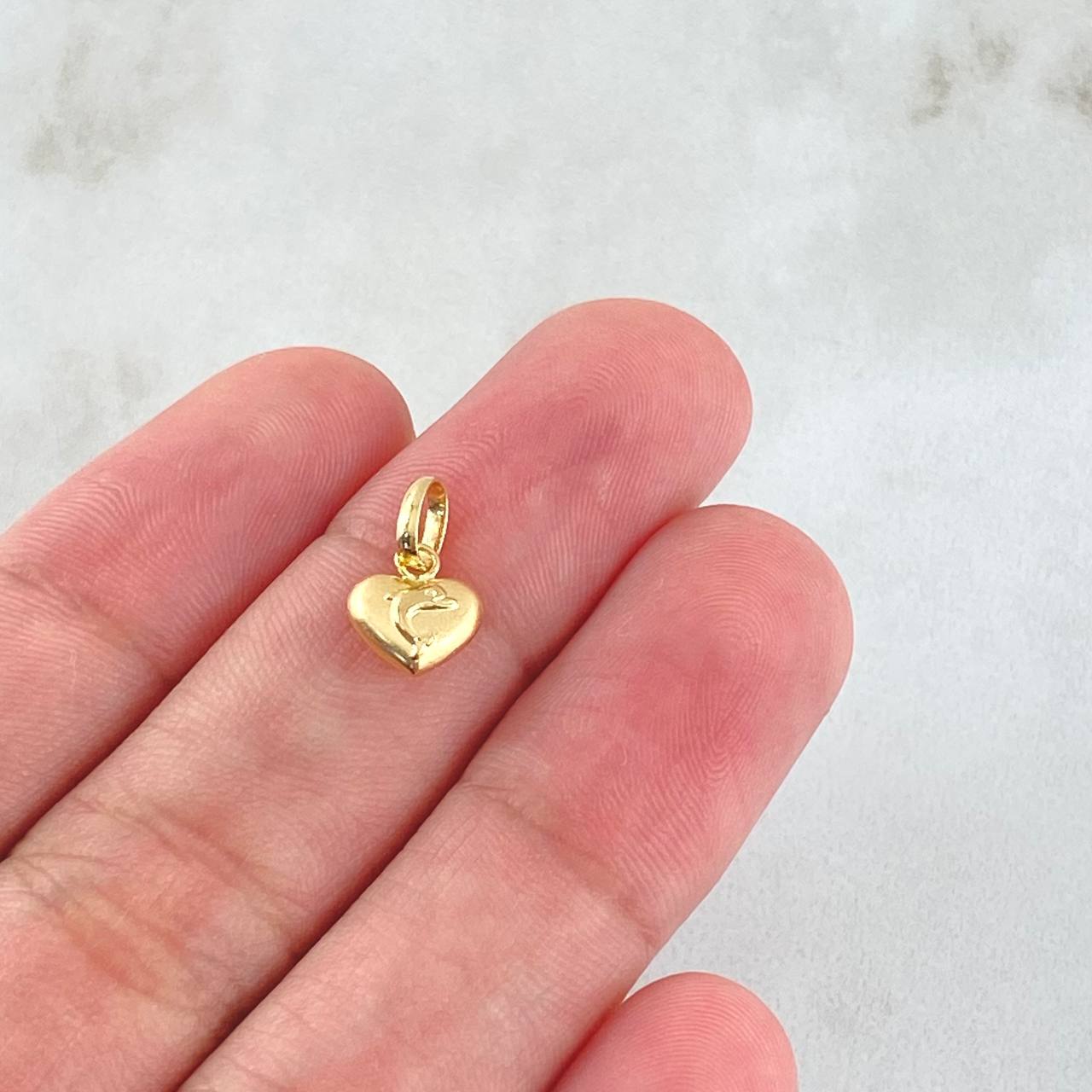 Dije Corazon Delfin En Medio 0.3gr / 1.3cm / Oro Amarillo 18K ©