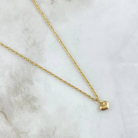 Set Cadena Lazo 1.35gr / 50cm / 1.2mm + Dije Corazón 0.25gr / 1.1cm Troquelado 1.6gr Oro Amarillo 18K (Oferta) ©