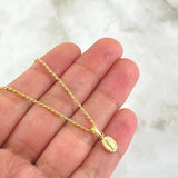 Set Set Cadena Lazo 0.9gr / 45cm / 1.2mm + Dije Virgen Guadalupe 0.35gr / 1.5cm Ovalo Cargador Bordeado 1.25gr Oro Amarillo 18K (Oferta)