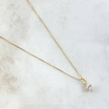 Set Cadena Veneciana 0.9gr / 45cm / 0.5mm + Dije Piedra 0.35gr / 1cm Circon Blanco 1.25gr Oro Amarillo 18K (Oferta) ©