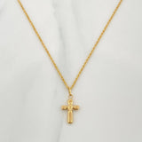 Set Cadena Lazo + Dije Cruz / 1.5gr / 60 cm Oro Amarillo 18K
