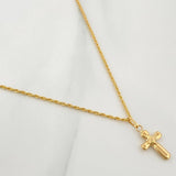 Set Cadena Lazo + Dije Cruz / 1.5gr / 60 cm Oro Amarillo 18K