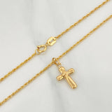 Set Cadena Lazo + Dije Cruz / 1.5gr / 60 cm Oro Amarillo 18K