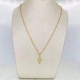 Set Cadena Lazo + Dije Cruz / 1.5gr / 60 cm Oro Amarillo 18K