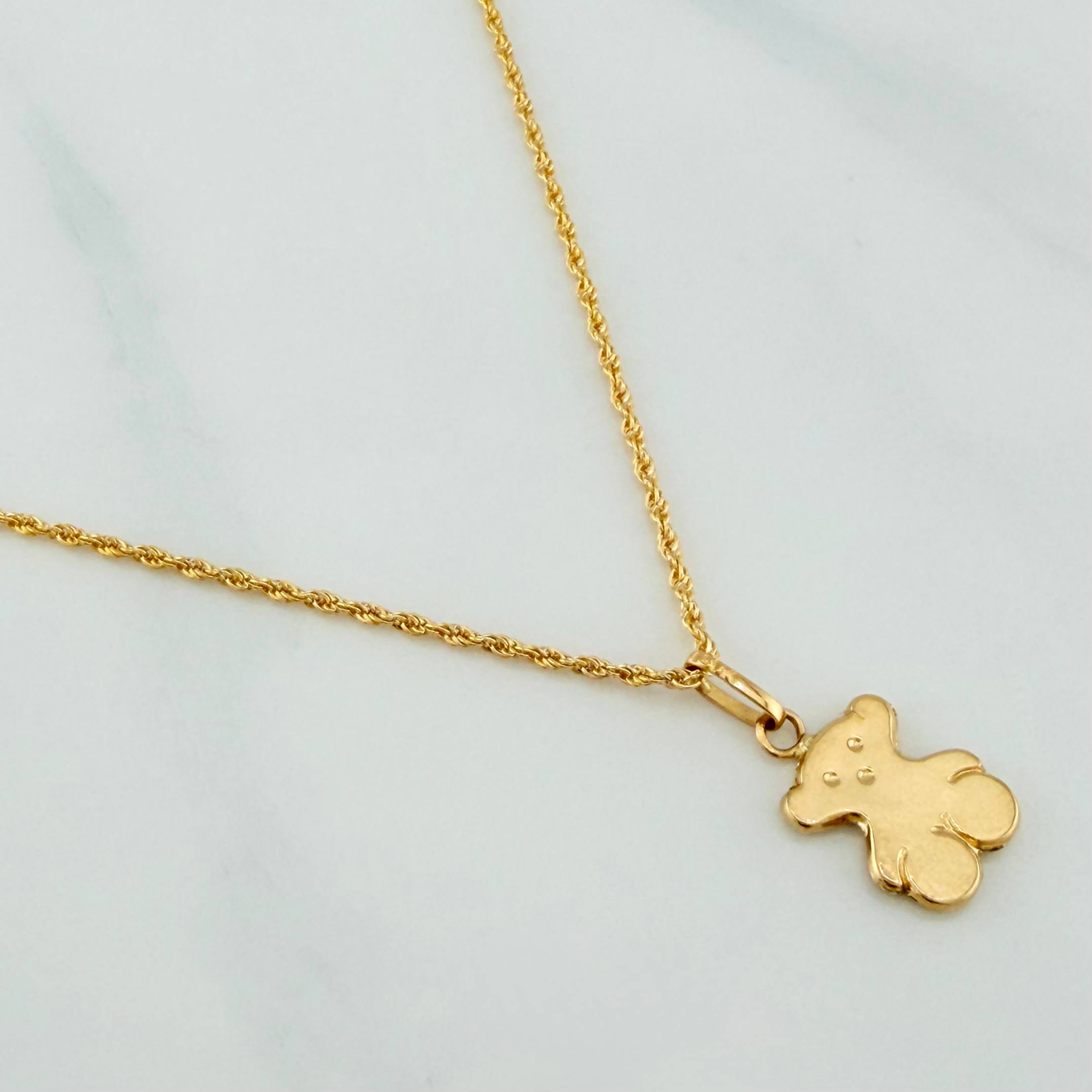 Set Cadena Lazo + Dije Oso Ts / 1.65gr / 50 cm Oro Amarillo 18K