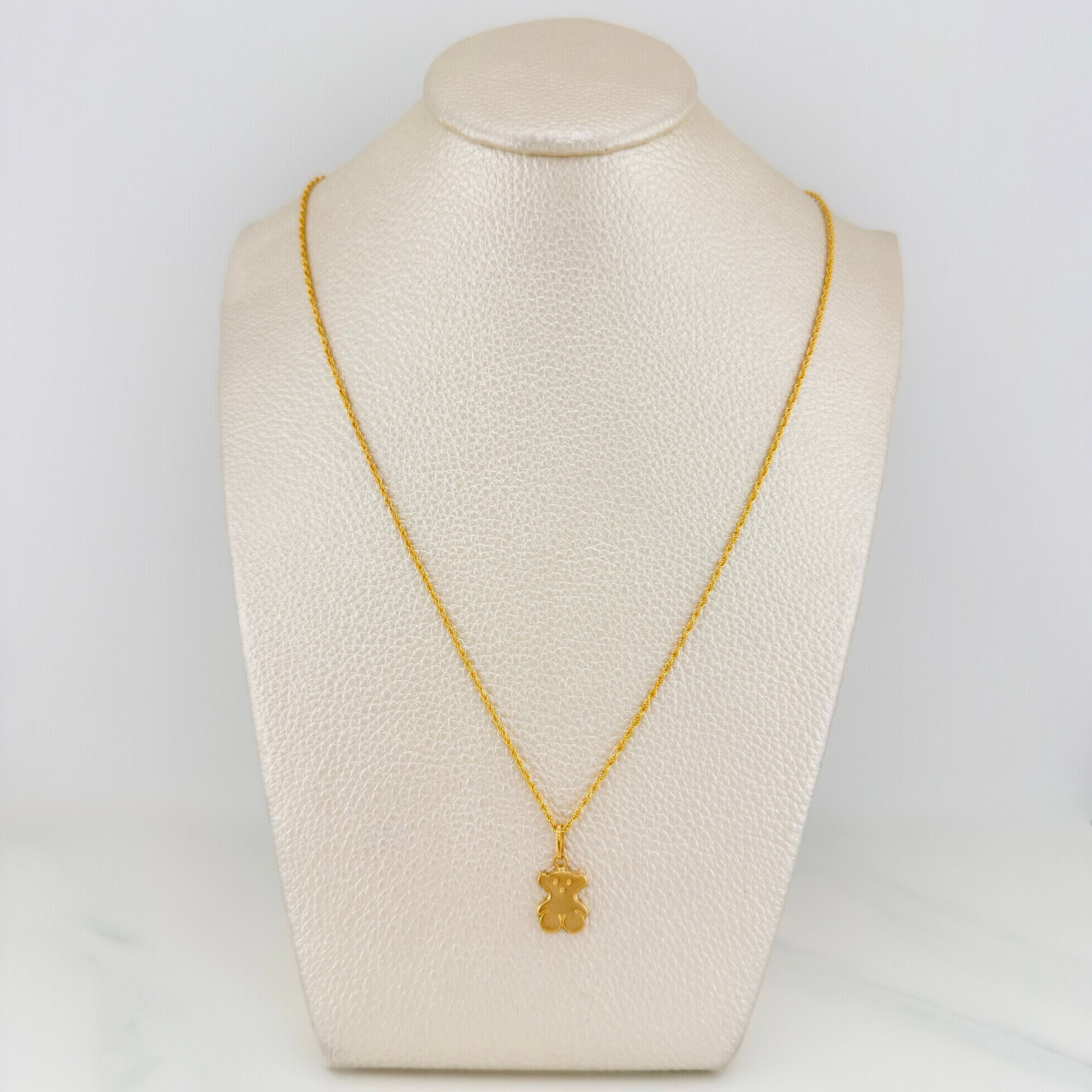 Set Cadena Lazo + Dije Oso Ts / 1.65gr / 50 cm Oro Amarillo 18K