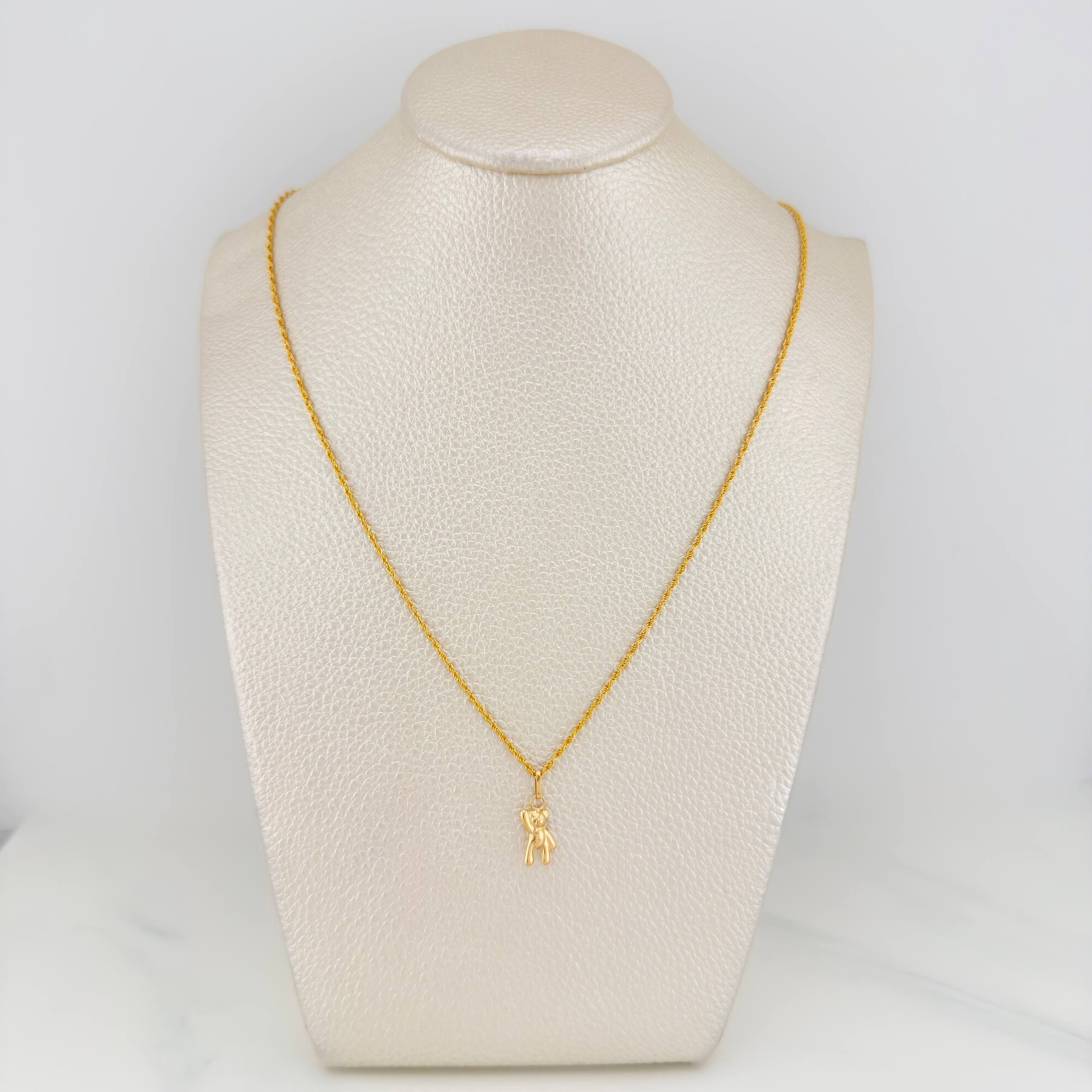Set Cadena Lazo + Dije Oso / 1.4gr / 49.5 cm Oro Amarillo 18K