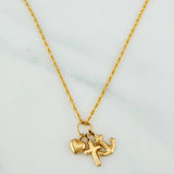 Set Cadena Lazo + Dije Tres Gracias / 1.6gr / 50 cm Oro Amarillo 18K