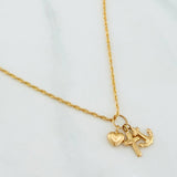 Set Cadena Lazo + Dije Tres Gracias / 1.6gr / 50 cm Oro Amarillo 18K