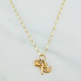 Set Cadena Flor Espejo + Dije Tres Gracias / 1.5gr / 45 cm Oro Amarillo 18K