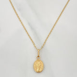 Set Cadena Escalera Plana + Dije Virgen Milagrosa / 2.3gr / 50.5 cm Tres Oros 18K