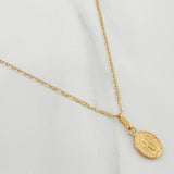 Set Cadena Escalera Plana + Dije Virgen Milagrosa / 2.3gr / 50.5 cm Tres Oros 18K
