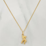 Set Cadena Escalera Plana + Dije Oso / 2.2gr / 50 cm Tres Oros 18K