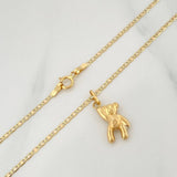 Set Cadena Escalera Plana + Dije Oso / 2.2gr / 50 cm Tres Oros 18K