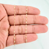 Set Cadena Flor Espejo + Dije Corazón / 1.25gr / 45 cm Oro Amarillo 18K