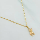 Set Cadena Flor Espejo + Dije Oso / 1.2gr / 45 cm Oro Amarillo 18K