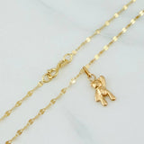 Set Cadena Flor Espejo + Dije Oso / 1.2gr / 45 cm Oro Amarillo 18K