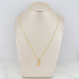 Set Cadena Flor Espejo + Dije Oso / 1.2gr / 45 cm Oro Amarillo 18K
