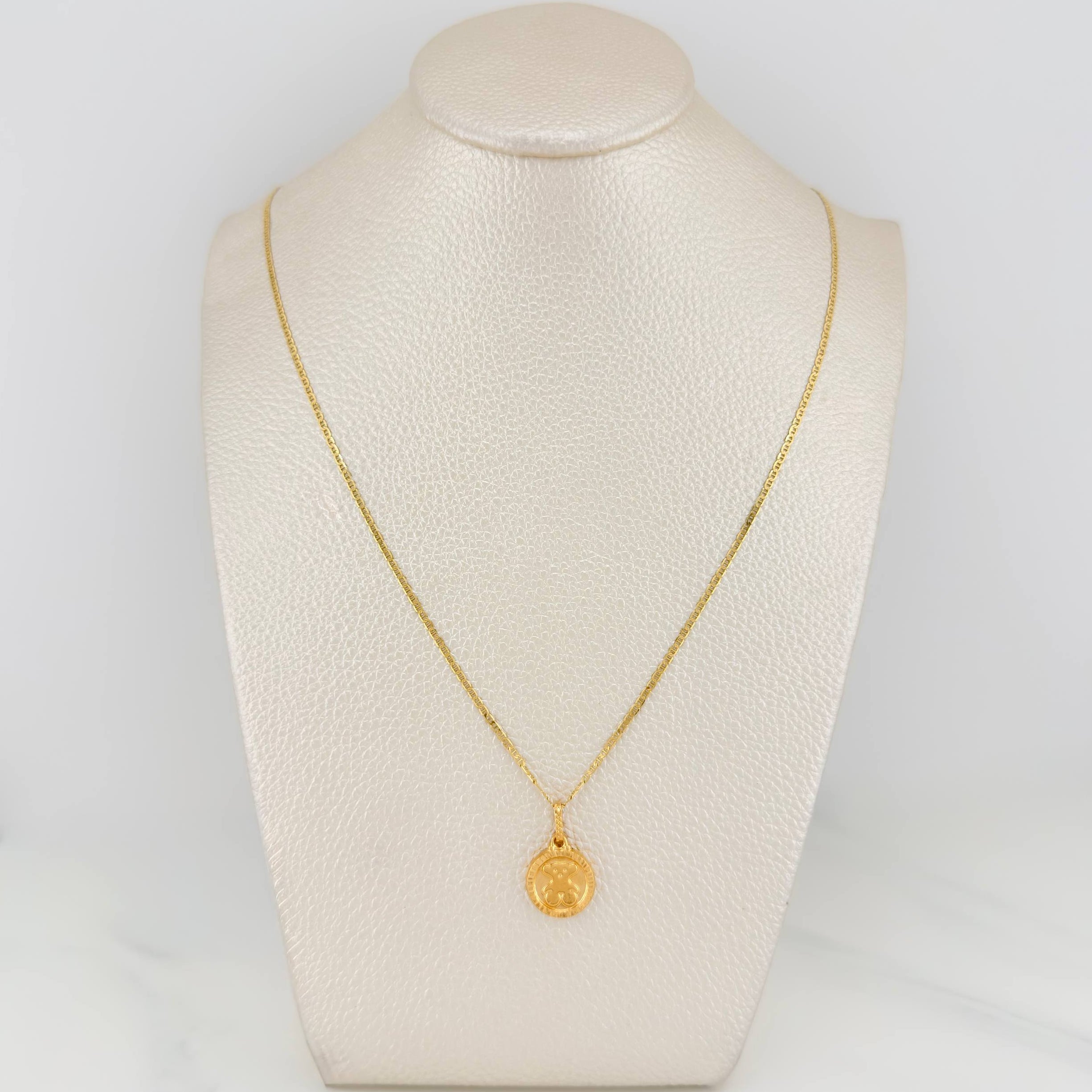 Set Cadena Escalera + Dije Oso Ts / 2.9gr / 50 cm Oro Amarillo 18K