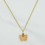 Set Cadena Escalera + Dije Mariposa / 2.95gr / 50 cm Oro Amarillo 18K