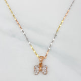 Set Cadena Flor Espejo + Dije Moño / 1.65gr / 45 cm Tres Oros 18K
