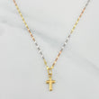 Set Cadena Flor Espejo + Dije Cruz / 0.95gr / 44.5 cm Tres Oros 18K