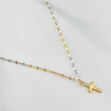 Set Cadena Flor Espejo + Dije Cruz / 0.95gr / 44.5 cm Tres Oros 18K