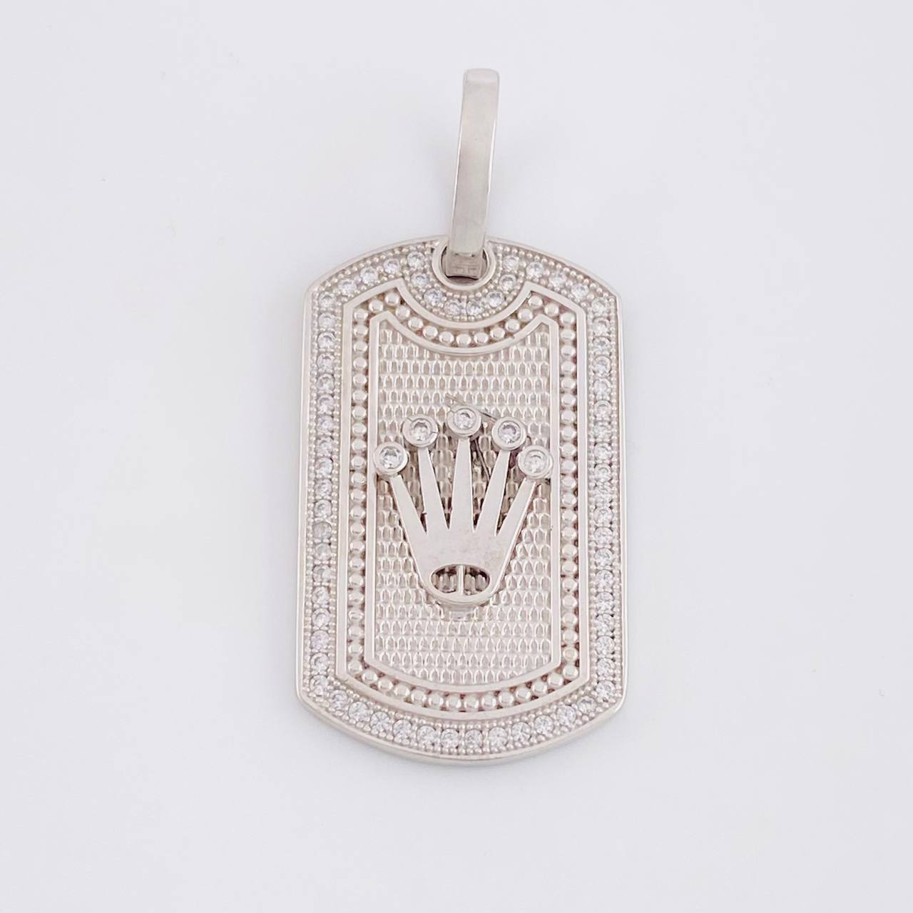 Dije Placa Corona 6.5g / 3.6cm Oro Blanco 18K
