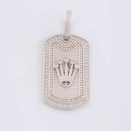 Dije Placa Corona 6.5g / 3.6cm Oro Blanco 18K