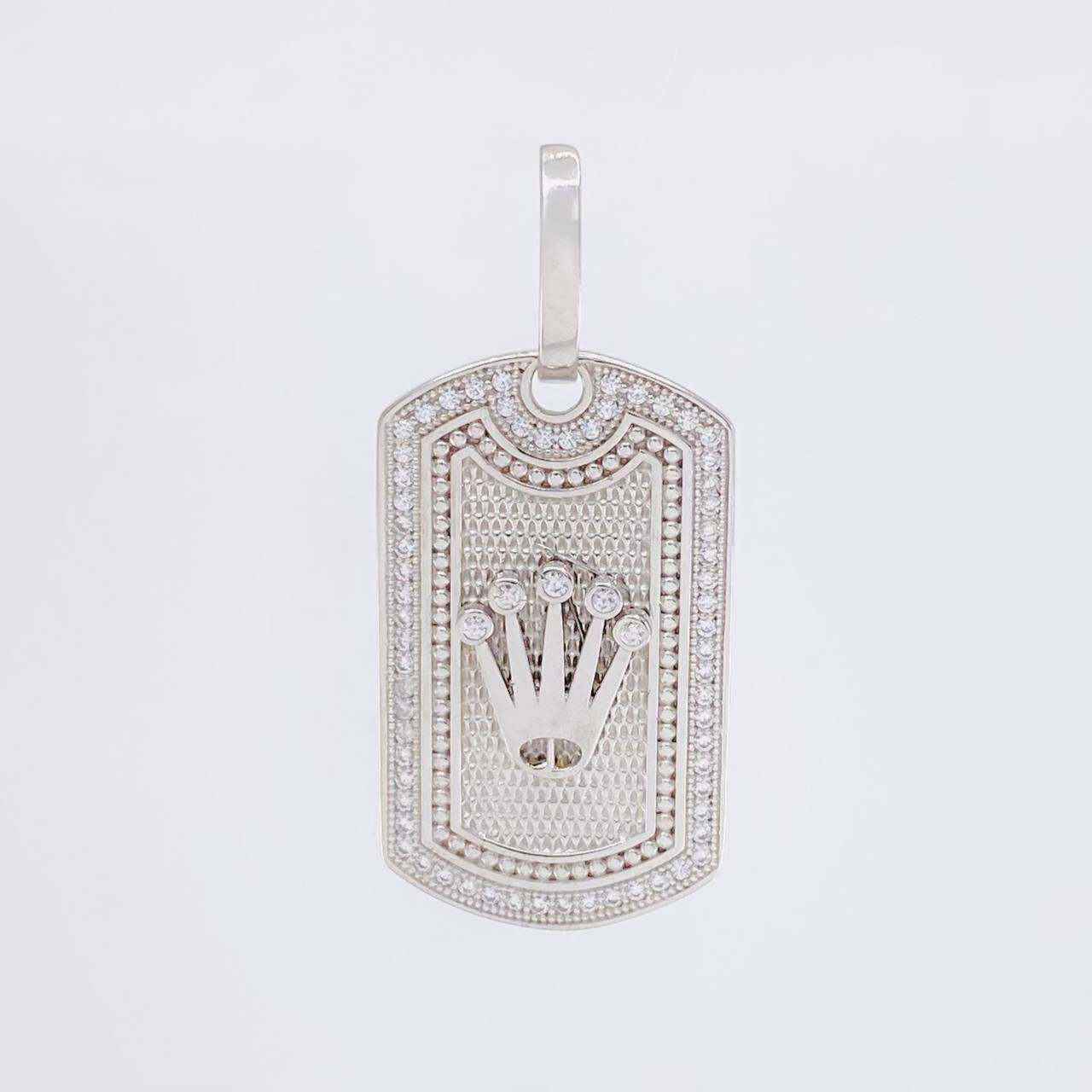 Dije Placa Corona 6.5g / 3.6cm Oro Blanco 18K