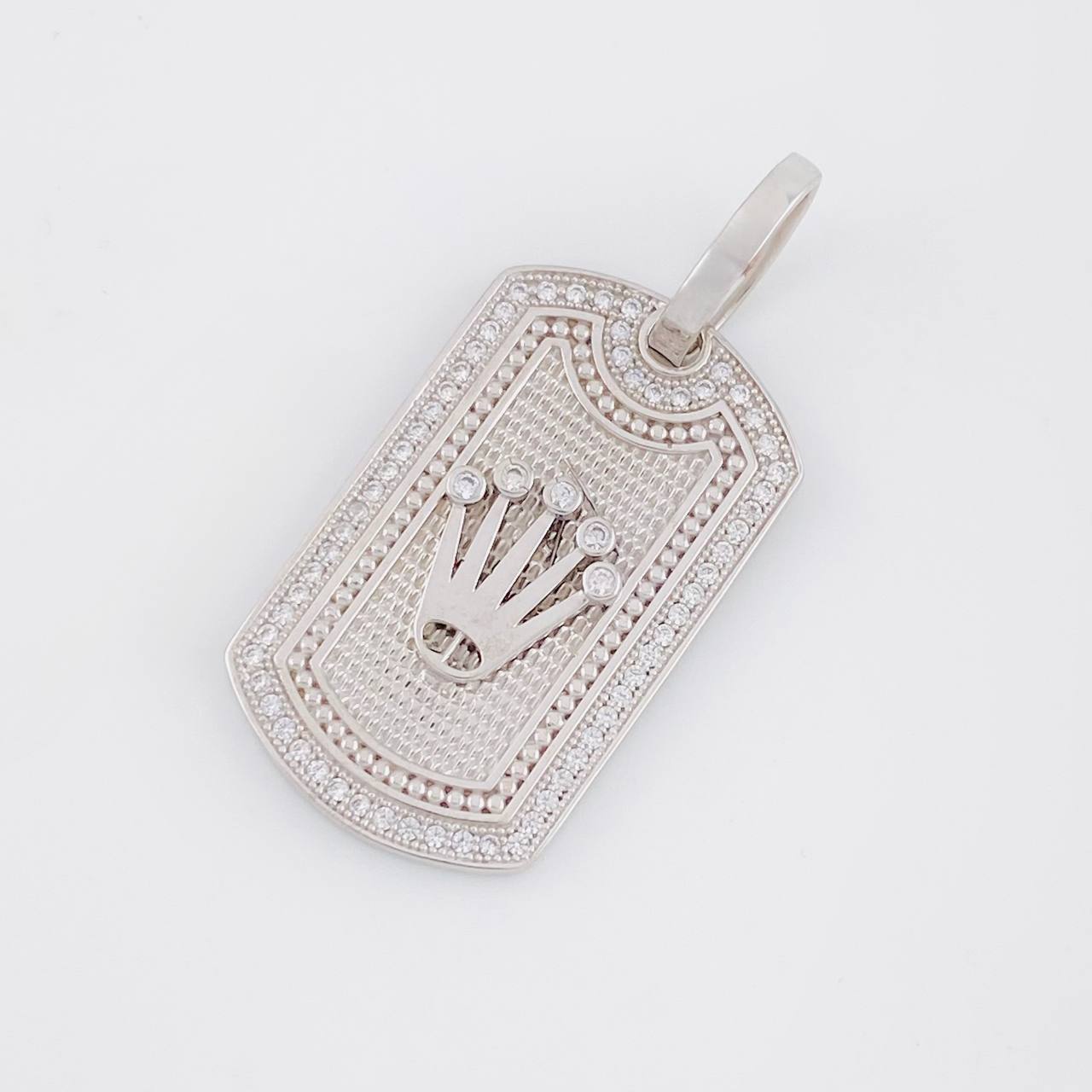 Dije Placa Corona 6.5g / 3.6cm Oro Blanco 18K