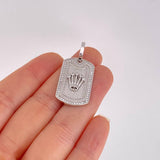 Dije Placa Corona 6.5g / 3.6cm Oro Blanco 18K