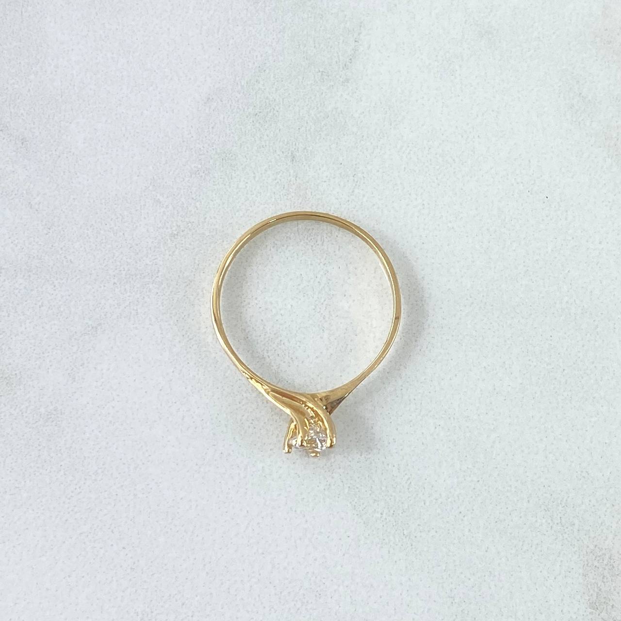 Anillo Solitario 1.3gr / T6 1/2 / Circon Blanco Oro Amarillo 18K ©