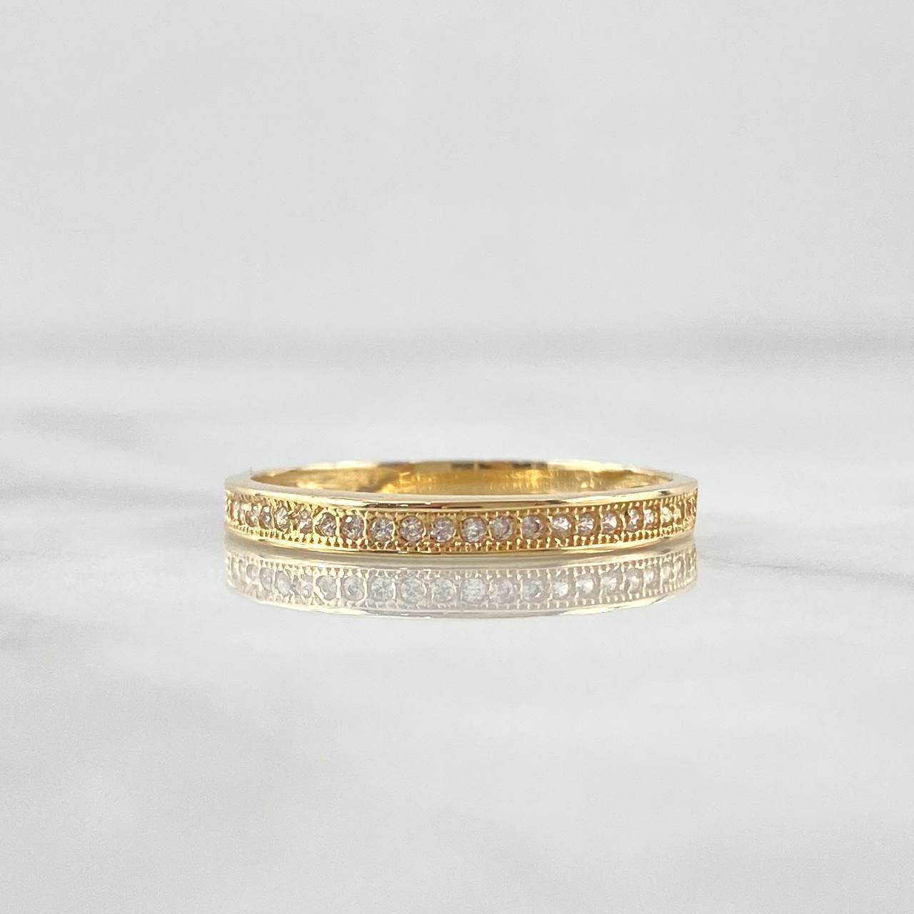 Anillo Media Churumbela 1.85gr / T8 3/4 / Circones Blancos Oro Amarillo 18K ©