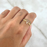 Anillo Corona Corazón 15s 2.5gr / T6 1/4 / Circones Blancos Azul Celeste Oro Amarillo 18K ©