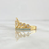 Anillo Corona Corazón 15s 2.5gr / T6 1/4 / Circones Blancos Azul Celeste Oro Amarillo 18K ©