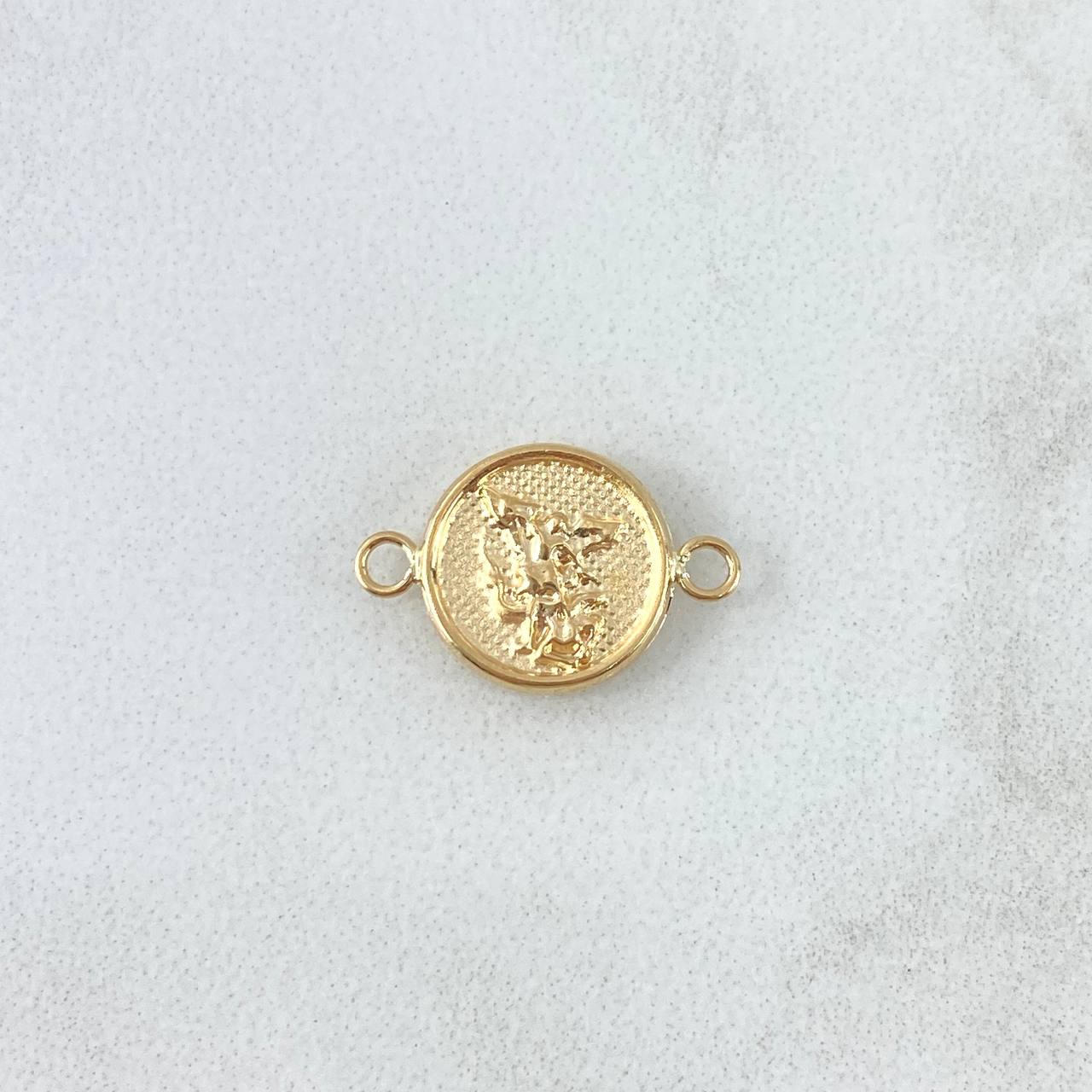 Herraje San Miguel Arcangel 0.75gr / 1cm / Circulo Texturizado Oro Amarillo 18K