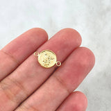 Herraje San Miguel Arcangel 0.75gr / 1cm / Circulo Texturizado Oro Amarillo 18K