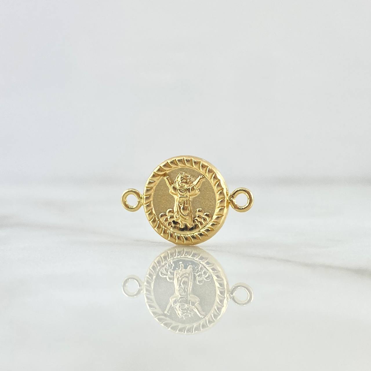 Herraje Divino Niño 0.75gr / 1.9cm / Mate Troquelado Bordeado Oro Amarillo 18K