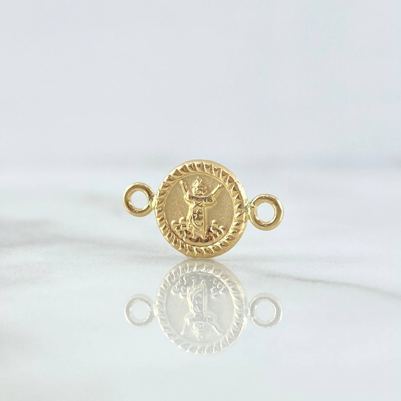 Herraje Divino Niño 0.75gr / 1.2cm-2cm / Mate Troquelado Bordeado Oro Amarillo 18K *