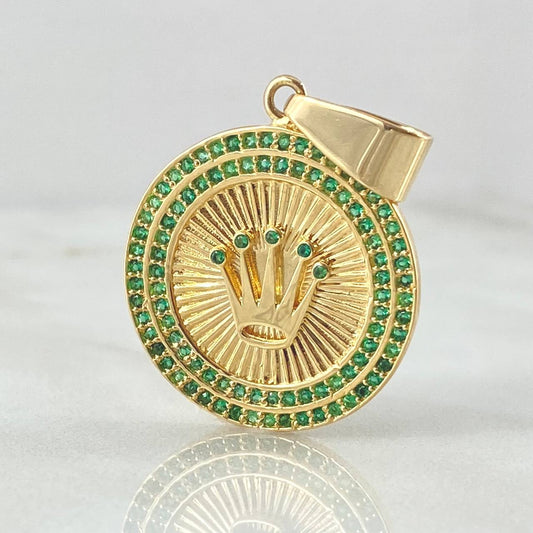 Dije Placa Corona Circular 4.9gr / 3.3cm / Oro 18K