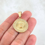 Dije Placa Corona Circular 5.7gr / 3.5cm / Oro 18K